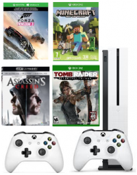 Console Xbox One S - 1To + Forza Horizon 3 + 2ème Manette + Minecraft +Tomb Raider Definitive Edition + Assassin's Creed Blu-ray 4K 