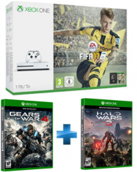 Console Xbox One S - 1To + Fifa 17 + Gears of War 4 + Halo Wars 2