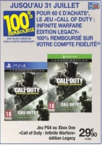 Call Of Duty : Infinite Warfare Legacy Edition - 100% remboursé dès 60€ d'achat (via carte de fidélité)