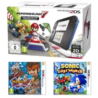 Console 2DS (bleue) + Mario Kart 7 + Inazuma Eleven 3 Les Ogres + Sonic Lost World