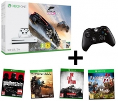 Console Xbox One S - 500Go + Forza Horizon 3 + 2ème Manette + Wolfenstein + Titanfall + Evil Within + Blood Bowl 2 (via mobile)