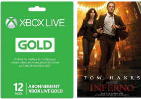 Abonnement Xbox Live de 12 mois + Location du Film Inferno (HD - 48h)
