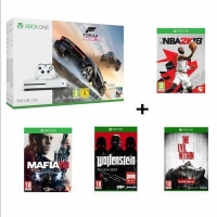 Console Xbox One S - 500Go + Forza Horizon 3 + NBA 2K18 + Mafia III + Wolfenstein + The Evil Within (via l'application)