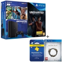 Console PS4 - 1To + Uncharted The Lost Legacy + Uncharted Collection + The Elder Scrolls + Abonnement Playstation Plus de 3 mois (via application)