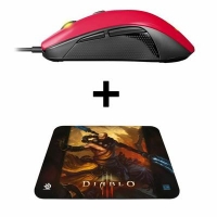 Pack Gamer : Souris SteelSeries Rival 100 (Filaire, Rouge) + Tapis de Souris QcK Diablo III Monk   