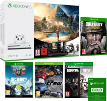 Console Xbox One S - 1To + Assassin’s Creed Origins + Call of Duty WW2 + Rainbow Six Siege + Steep + The Crew + Xbox Live de 6 Mois + 1 Mois de Game Pass