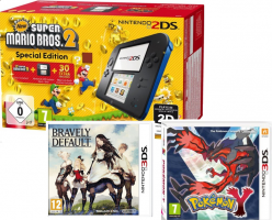 Console Nintendo 2DS (Deux Coloris) + New Super Mario Bros. 2 + Pokemon Y + Bravely Default