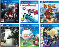Nioh / Wipeout Omega Collection / Knack 2 / Gravity Rush 2 / The Last Guardian / Everybody's Golf