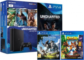 Console PS4 Slim - 1 To + Uncharted: The Lost Legacy + Uncharted Collection + Horizon : Zero Dawn + Crash Bandicoot N' Sane Trilogy 