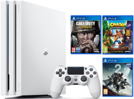 Console PS4 Pro - 1To (Noire ou Blanche) + Call of Duty World War II + Destiny 2 + Crash Bandicoot N. Sane Trilogy