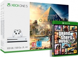 Console Xbox One S - 500Go + Assassin's Creed Origins + GTA V