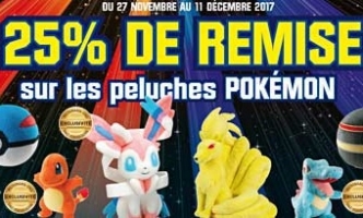 -25% sur une Sélection de Peluches Pokemon