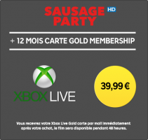 Abonnement Xbox Live de 12 mois + Location du Film Sausage Party (HD - 48h) 