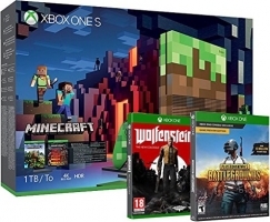 Console Xbox One S - 1To - Edition Limitée Minecraft + Wolfenstein II + PlayerUnknown's Battlegrounds 