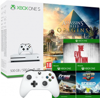 Console Xbox One S - 500 Go + Assassin's Creed: Origins + 2ème Manette + Steep + The Crew + The Evil Within