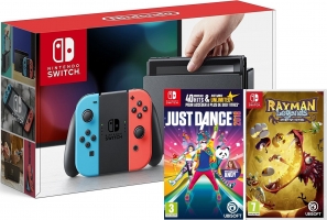 Console Nintendo Switch (néon) + Rayman Legends : Définitive Edition + Just Dance 2018