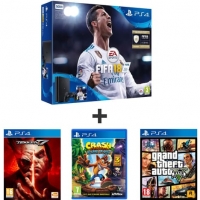 Console PS4 Slim - 500 Go + Fifa 18 + GTA V + Tekken 7 + Crash Bandicoot N'Sane Trilogy 