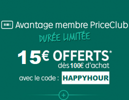 15€ de Réduction Immédiate dès 100€ d'achat