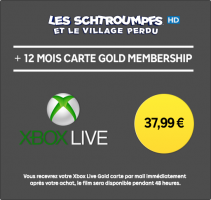 Abonnement Xbox Live de 12 Mois + Location du Film Les Schtroumpfs et le Village Perdu (HD - 48h)
