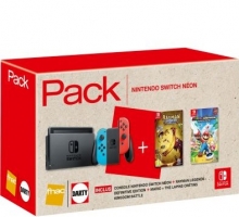 Console Nintendo Switch (Néon) + Mario et Les Lapins Crétins Kingdom Battle + Rayman Legends + 34,94€ Offerts