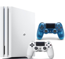 Console PS4 Pro - 1To (Blanche) + 2ème Manette (V2 - Crystal Blue)