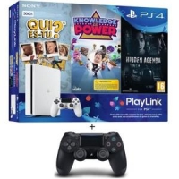 Console PS4 Slim - 500 Go (Blanche) + 2ème Manette DualShock 4 (V2) + Hidden Agenda + Knowledge Is Power + Qui Es-tu ?