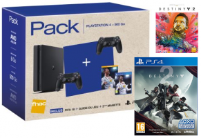 Console PS4 Slim - 500Go + 2ème Manette + FIFA 18 + Guide Officiel + Destiny 2 + Artbook