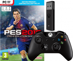 Manette pour Xbox One / PC (Noire) + Adaptateur Sans-fil pour PC + PES 2018 - Edition Premium sur PC