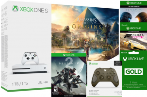 Console Xbox One S - 1To + 2ème Manette (Combat Tech) + Assassin's Creed Origins + Rainbow Six Siège + Destiny 2 + Halo 5 + Forza Horzion 2 + Xbox Live de 3 Mois