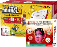 Console Nintendo 2DS + New Super Mario Bros. 2 + L'infernal programme d'entraînement cérébral du Docteur Kawashima + 20€ Offerts