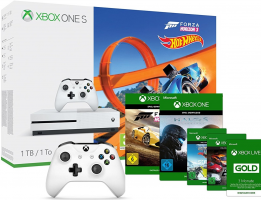 Console Xbox One S - 1To + 2ème Manette + Forza Horizon 3 + Hot Wheels (DLC) + Halo 5 + Steep + Forza Horizon 2 + The Crew + Xbox Live de 3 Mois