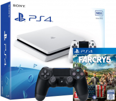 Console PS4 Slim - 500Go (Blanche) + 2ème Manette + Far Cry 5 ou Monster Hunter World