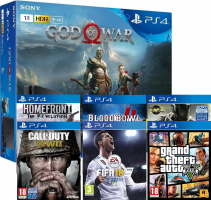 Console PS4 Slim - 1To + God of War + FIFA 18 + COD WW 2 + GTA V + Homefront + COD Infinite Warfare + Blood Bowl 2