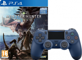 Monster Hunter World + Manette DualShock 4 - Midnight Blue (V2) ou Abonnement PlayStation Plus de 12 Mois