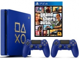 Console PS4 Slim - 500Go - Edition Limitée Days of Play + 2ème Manette Edition Limitée + GTA V