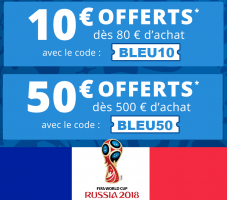 10€ de Réduction dès 80€ d'achat ou 50€ de Réduction dès 500€ d'achat