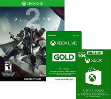 Destiny 2 + Abonnement Xbox Live de 3 Mois + 10€ de Crédit Xbox Live
