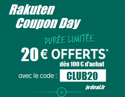 Rakuten Coupon Day : 20€ de réduction dès 100€ d'achat 