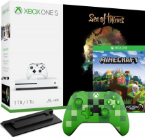 Console Xbox One S - 1To + 2ème Manette - Edition Minecraft + Sea of Thieves + Minecraft - Edition Explorateur + Support Vertical
