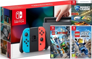 Console Nintendo Switch (Néon ou Gris) + Lego Ninjago + Lego City Undercover + Rocket League