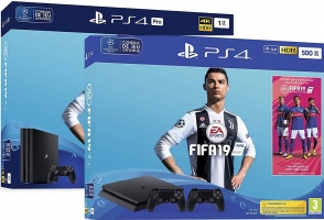 Console PS4 Slim - 500Go + 2ème Manette + FIFA 19 à 319,99€ ou Console PS4 Pro + FIFA 19 à 389,99€
