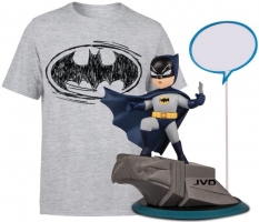 T-Shirt - DC Comics - Batman ou Harley Quinn (Homme / Femme - Taille S à XXL) + Figurine Q-Fig Vinyl - Batman ou  Harley Quinn (13cm et 10Cm)