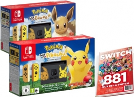 Console Nintendo Switch - Edition Pikachu et Evoli + Pokémon Let's Go Pikachu ou Evoli + Pokeball Plus + Guide des Jeux + 30€ Offerts