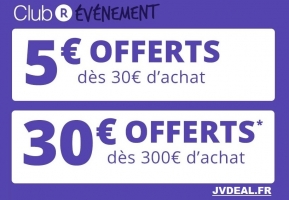 5€ de Réduction dès 30€ d'achat ou 30€ de Réduction dès 300€ d'achat