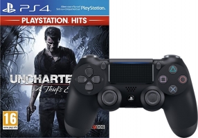 Manette DualShock 4 (Noire - V2) + Uncharted 4 (Playstation Hits)