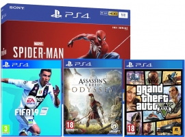 Console  PS4 Slim - 1To + Marvel Spider-Man + Assassin's Creed Odyssey + GTA V + FIFA 19