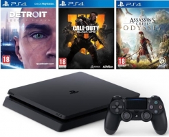 Console PS4 Slim - 500Go + Call of Duty Black Ops 4 + Assassin's Creed Odyssey +  Detroit Become Human