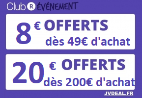  8€ offerts dès 49€ d’achat / 20€ offerts dès 200€ d’achat