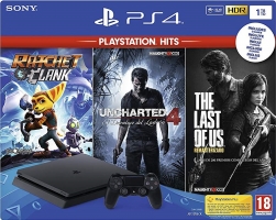 Console PS4 Slim - 1To + Uncharted 4 + The Last of Us + Ratchet & Clank