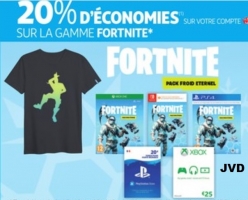 20% Remboursés sur une Sélection de Cartes Xbox, Playstation, Nintendo et sur la gamme Fortnite